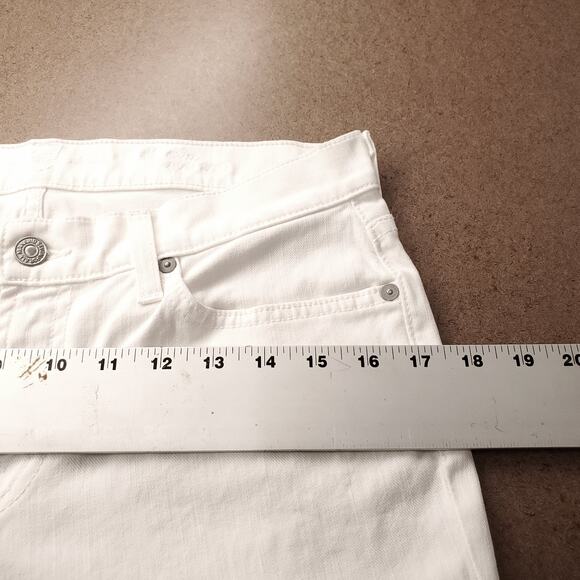 7 For All Mankind Slim Cigarette Jeans Wmns 29 White Tapered Clean Resort Summer - Picture 9 of 13